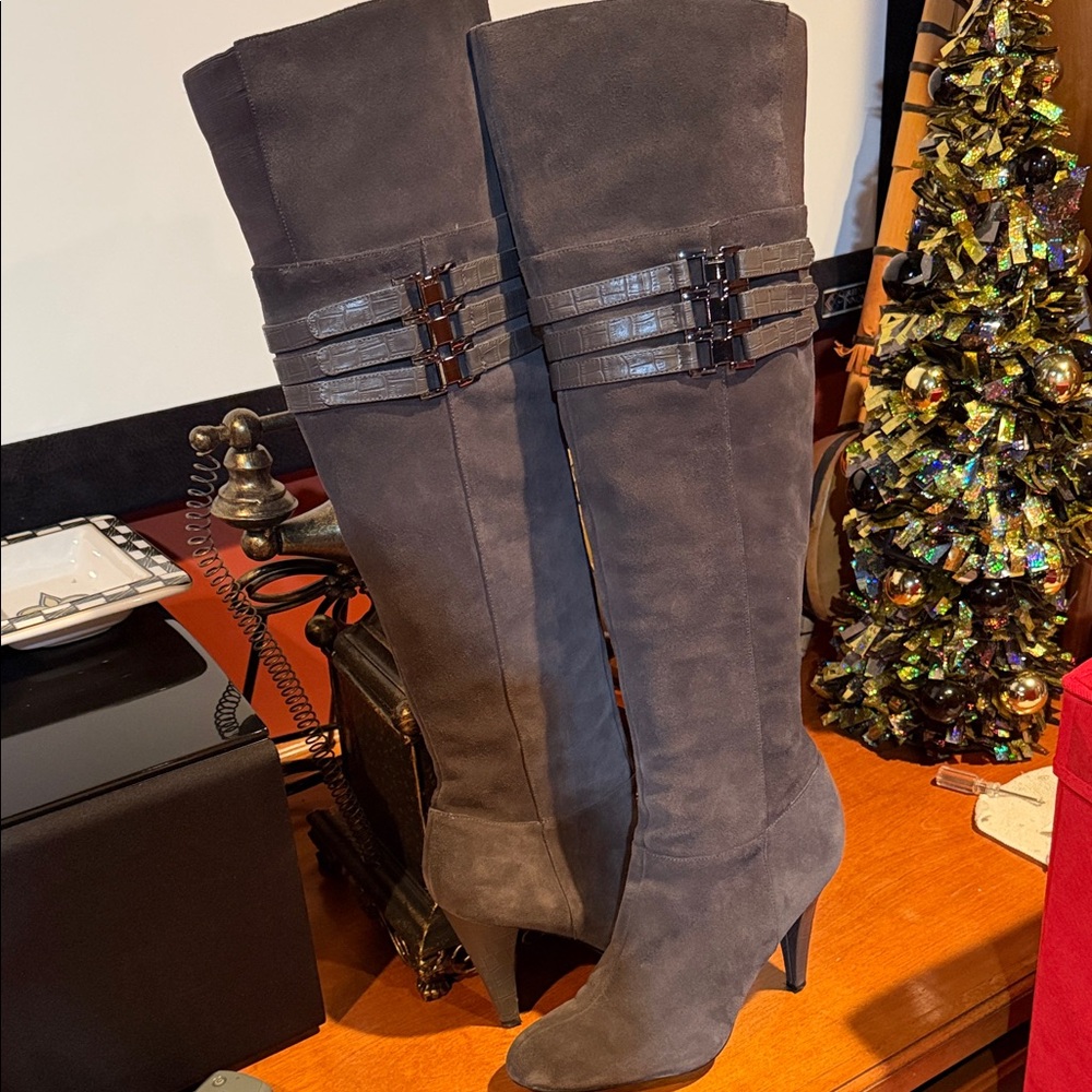 Calvin Klein Charcoal Over the Knee Boots
